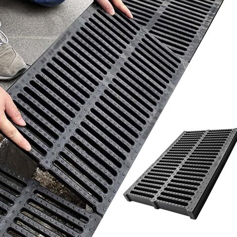 Durable Outdoor Drain Grate - Rectangular Polymer Cover for Garage, Road & Garden - Blocks Rainwater & Debris, Weather-Resistant, Heavy-Duty Design in Kuwait