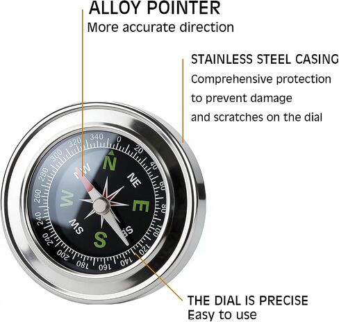 Camping Survival Compass Stainless Compass Kids Compass for Hiking Camping Hunting Outdoor Military Navigation Tool in Kuwait