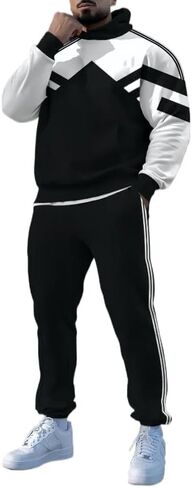 Men's casual hoodie jogging pants set, printed pullover sportswear two-piece set in Kuwait