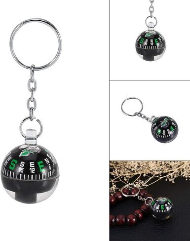 Compass Keychain, Liquid Filled Floating Dial Ball Compass with Bearing for Quick Movement Easy to Read Durable Acrylic Material for Hiking Camping Travel Outdoor Activities in Kuwait