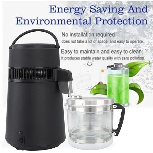 4L Glass Distilled Water Container, Replacement Collection Bottle for Countertop Distiller with Stainless Steel Cover, Compatible with Most Brands for Home and Beauty Use in Kuwait