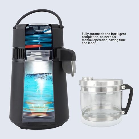 4L Glass Distilled Water Container, Replacement Collection Bottle for Countertop Distiller with Stainless Steel Cover, Compatible with Most Brands for Home and Beauty Use in Kuwait