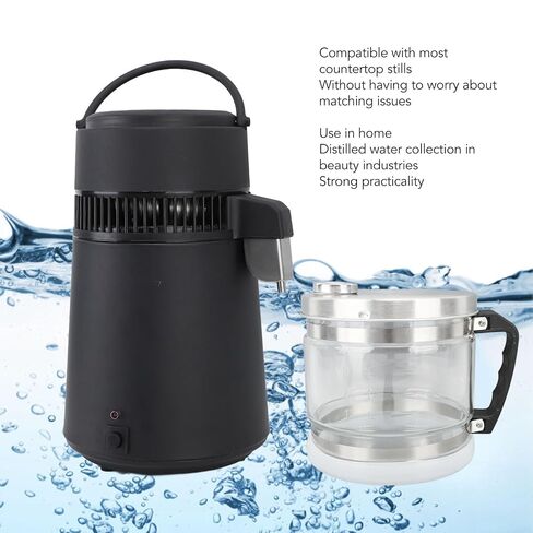 4L Glass Distilled Water Container, Replacement Collection Bottle for Countertop Distiller with Stainless Steel Cover, Compatible with Most Brands for Home and Beauty Use in Kuwait