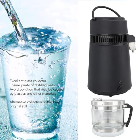 4L Glass Distilled Water Container, Replacement Collection Bottle for Countertop Distiller with Stainless Steel Cover, Compatible with Most Brands for Home and Beauty Use in Kuwait