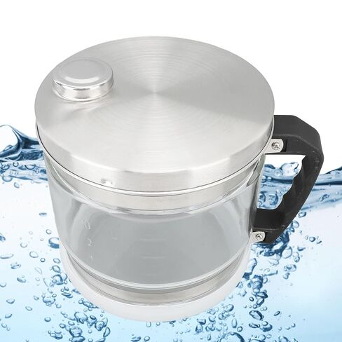 4L Glass Distilled Water Container, Replacement Collection Bottle for Countertop Distiller with Stainless Steel Cover, Compatible with Most Brands for Home and Beauty Use in Kuwait