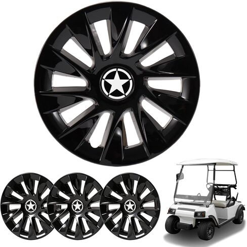 أغطية عجلات مقاس 8 بوصات، عجلات سهلة التركيب لعربة الجولف لسيارة النادي، EZGO، Yamaha ومعظم ملحقات عربات الجولف، مجموعة من 4 قطع، أسود غير لامع in Kuwait