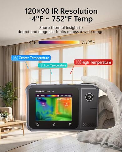 FNIRSI TDM-120P 2-in-1 Thermal Imaging Multimeter, 19999 Counts Digital Multimeter TRMS & 120x90 IR Resolution Thermal Camera, Infrared Imager with 2.8" Touchscreen for HVAC, Electrical & Auto Repair in Kuwait