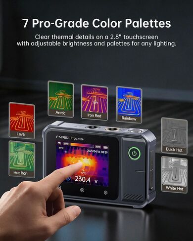 FNIRSI TDM-120P 2-in-1 Thermal Imaging Multimeter, 19999 Counts Digital Multimeter TRMS & 120x90 IR Resolution Thermal Camera, Infrared Imager with 2.8" Touchscreen for HVAC, Electrical & Auto Repair in Kuwait