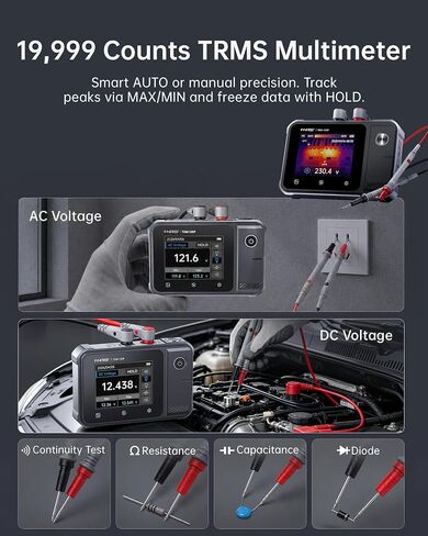 FNIRSI TDM-120P 2-in-1 Thermal Imaging Multimeter, 19999 Counts Digital Multimeter TRMS & 120x90 IR Resolution Thermal Camera, Infrared Imager with 2.8" Touchscreen for HVAC, Electrical & Auto Repair in Kuwait