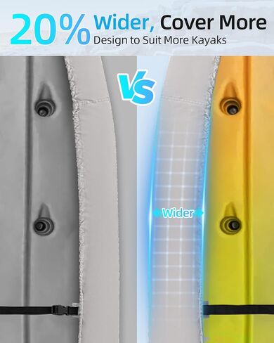 غطاء OCEANBROAD Kayak واسع جدًا، مقاوم للماء ومقاوم للأشعة فوق البنفسجية، أغطية غبار قوارب الكاياك للتخزين في الهواء الطلق، مناسب لطول 10.8-12 قدمًا، وعرض يصل إلى 48 بوصة، 600D رمادي in Kuwait