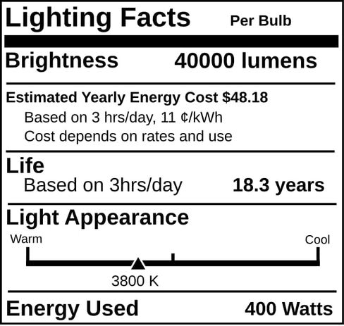 MPI400W/BU - مصباح HID هاليد معدني بقدرة 400 وات، قاعدة EX39، لمبة شفافة BT37، لمبة إضاءة بديلة بديلة للتفريغ عالي الكثافة بقدرة 3800 كلفن in Kuwait