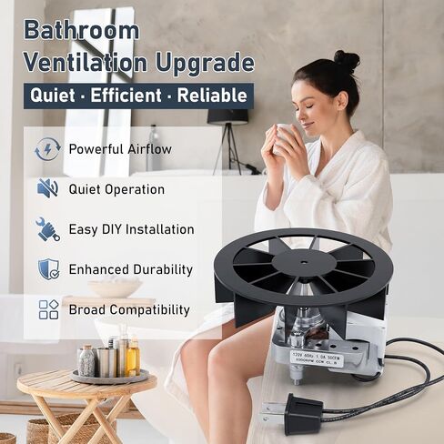 TOMOON ترقية BP27 S97012038 محرك مروحة الحمام لسلسلة Br-oan Nu-Tone 659 662 663 668 678 688، 50 CFM مجموعة تهوية هادئة 2.0 Sones مع عجلة منفاخ سوداء متينة (120 فولت 3000 دورة في الدقيقة CCW) in Kuwait