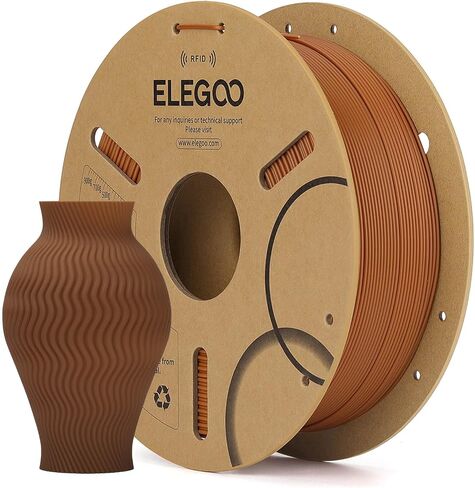 ELEGOO RFID PLA Filament 1.75 مم بني 1 كجم، خيوط طابعة ثلاثية الأبعاد لتحديد الهوية التلقائي متوافقة مع القماش، دقة الأبعاد +/-0.02 مم، بكرة 1 كجم (2.2 رطل) لمعظم الطابعات ثلاثية الأبعاد in Kuwait
