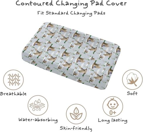 Changing Pad Cover for Baby Girls Boys, 32"/34" x 16" Safe Snug Diaper Change Table Pad Covers, Soft Stretchy Changing Pad Sheets Duck Hunting Mallard Hunter Theme Nursery Decor in Saudi Arabia