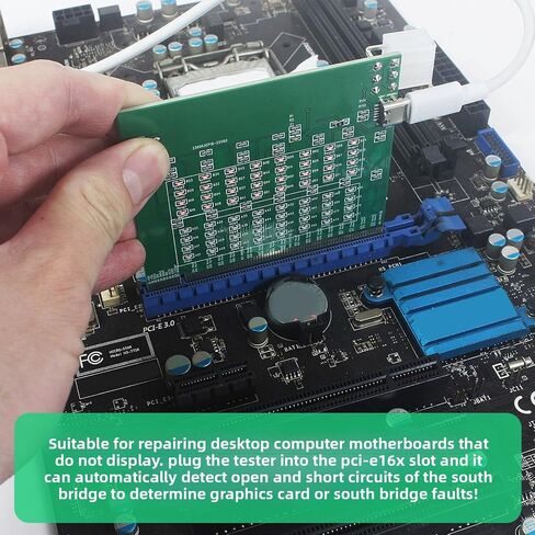 بطاقة اختبار PCIe 16X، جهاز اختبار تشخيص اللوحة الأم بفتحة PCI Express مع ضوء LED، ودعم مصدر الطاقة من النوع C ومدخل تيار مستمر 12 فولت لإصلاح الكمبيوتر المكتبي in Kuwait