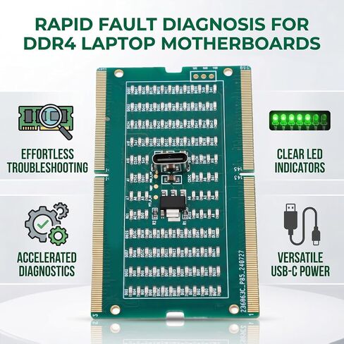جهاز اختبار فتحة ذاكرة اللوحة الأم للكمبيوتر المحمول GOWENIC DDR4، مع أضواء مؤشر LED، أداة سهلة لاستكشاف الأخطاء وإصلاحها، لاكتشاف الأخطاء القصيرة للأجهزة المفتوحة in Kuwait