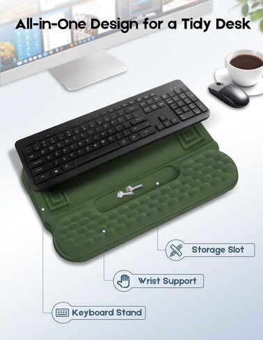 Wrist Rest with Keyboard Stand and Storage Slot, Ergonomic Computer Keyboard Wrist Rest, Soft Memory Foam, Non-Slip Base, Wrist Pad for Keyboard, Keyboard Pad with Wrist Support for Work Study Game in Saudi Arabia