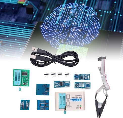 Fafeicy SPI Flash Programmer USB BIOS Chip Programmer ABS مجموعة EEPROM عالية السرعة لسلسلة 24 25 93 اختبار الرقائق المحمولة وإصلاح لوحة الدوائر in Kuwait
