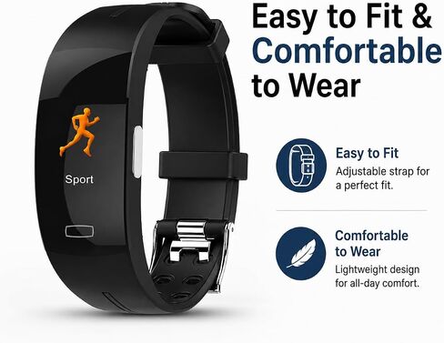 Fitness Tracker with Heart Rate Monitor, Sleep Tracker, Step Counter, Calorie Counter, Activity Tracker, IP67 Waterproof Smart Bracelet, 0.96'' Color Screen, Sports Watch for Women and Men in Kuwait