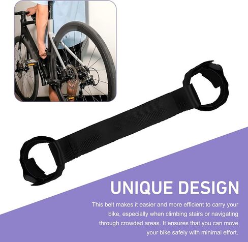 Bicycle Carrying Strap, Heavy Duty Nylon Mountain Bike Hand Strap, 7.48" Frame Handle Carrying Lifter, Portable and Labor-Saving Outdoor Carry Accessories for Mountain Road Bike (Black) in Saudi Arabia