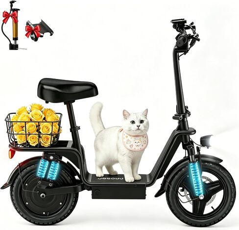 INSDRGN Peak 1800W Motor Electric Scooter with Seat for Adults, 42 Miles Range eScooter, 48V 16Ah Li Battery, 20MPH Foldable Commuter E-Scooter with Basket, Max 330LBS, UL2272 Certified, C14 MAX in Kuwait