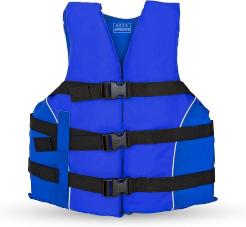 سترة نجاة MW Watersports للشباب العالمية، سترة نجاة من النوع III معتمدة من USCG للأطفال، رائعة لركوب القوارب وصيد الأسماك والأنابيب والرياضات المائية الأخرى. (الأزرق، 50-90) in Kuwait