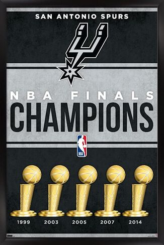 ملصق حائط من Trends International NBA San Antonio Spurs - Champions 23، مقاس 34 طولًا × 22.4 عرضًا، إصدار بإطار أسود in Kuwait