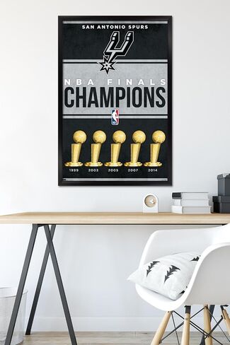 ملصق حائط من Trends International NBA San Antonio Spurs - Champions 23، مقاس 34 طولًا × 22.4 عرضًا، إصدار بإطار أسود in Kuwait