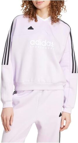 سويت شيرت Tiro للسيدات بأكمام طويلة ورقبة على شكل حرف V من adidas - أرجواني in Kuwait