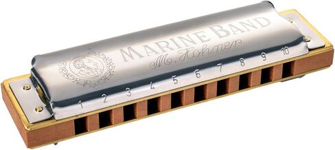 Hohner Marine Band 1896 Classic Harmonica - مفتاح الحزمة مع حافظة، وملصقات مفاتيح، ودليل إرشادي، وقطعة قماش تلميع أوستن بازار in Kuwait