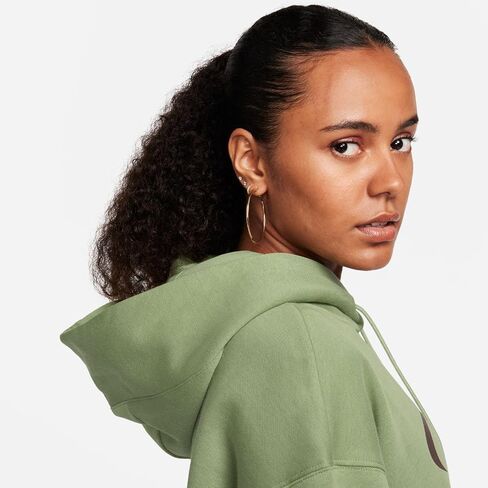 بلوفر بغطاء رأس كبير الحجم للنساء من Nike Sportswear (زيتوني متوسط) (الولايات المتحدة، ألفا، صغير، عادي، عادي، أخضر زيتي) in Kuwait
