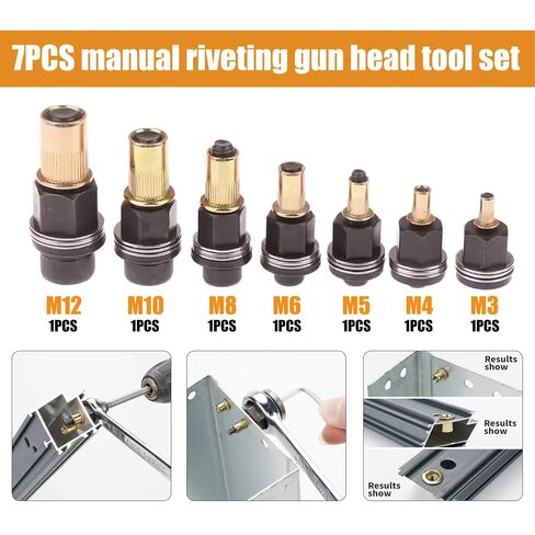 Manual Rivet Guns, Complete Set of 7, M3 to M12 Sizes, Metal Joining, Automotive and Home Renovation in Kuwait
