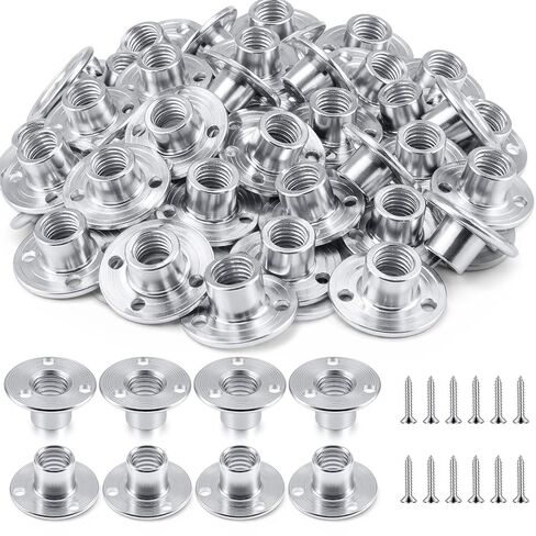 3/8-16 x 7/16" 120 Pcs T-Nuts with 360 Pcs Screws for Climbing Brad Hole Tee Nut Corrosion Resistant Heavy Duty Flange Female Thread Insert Nuts for Wood Rock Climbing Holds Furniture in Kuwait