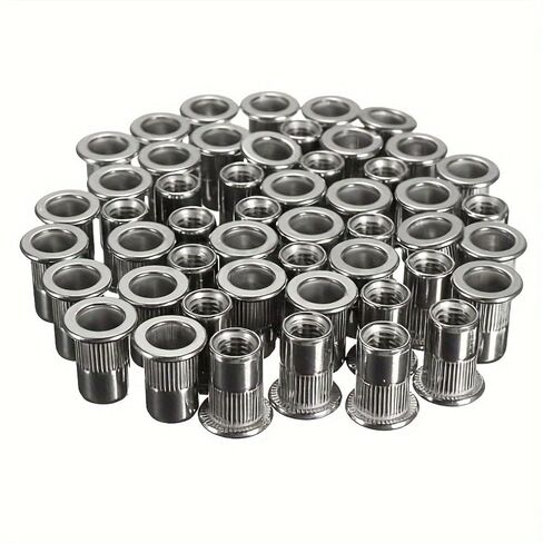 165 Pcs Metric Rivet Nut Kit, Aluminum Flat Head Threaded Insert Nutsert Assortment (M3 M4 M5 M6 M8 M10 M12), Knurled Body Rivnuts for Automotive, Furniture & DIY Projects (Rivet Gun Not Included) in Kuwait
