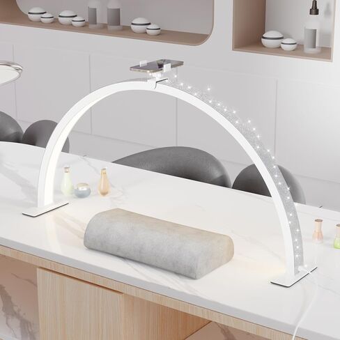 Large Half Moon Light for Nail Desk, 30" 48W Professionals Led Light, Desk Lamp for Lash Eyelash Extension,Makeup Desk lamp,Color Temperature 2700K-6000K, Salon&Home(Crystal Diamond) in Saudi Arabia