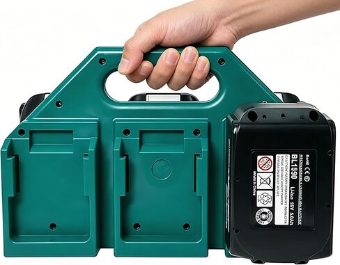 4-Slot Battery Carrying Holder for DeWalt 20V, Battery Storage Organizer Rack for 2.0Ah-10.0Ah, Portable Batteries Caddy Case with Handle/Non-Slip Base for Jobsite and Tool Bag Use in Kuwait