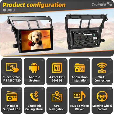 for Toyota Yaris Radio Compatible with Wirelessly Carplay Android Auto Upgrade Android Car Stereo Bluetooth Navigation Touchscreen GPS FM Multimedia Player Rear Camera Head Unit (Hatchback) in Saudi Arabia