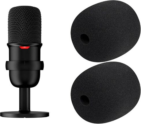 قطعتان من مرشح البوب ​​SOULWIT لـ HyperX SoloCast، غطاء حماية للميكروفون من إسفنج الزجاج الأمامي - أسود in Kuwait