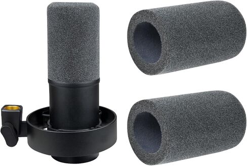 قطعتان من الزجاج الأمامي المتجمع من SOULWIT لميكروفون Fifine K688(K688T/K688CT) وغطاء ميكروفون وفلتر بوب مقاوم للرياح - رمادي in Kuwait