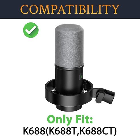 قطعتان من الزجاج الأمامي المتجمع من SOULWIT لميكروفون Fifine K688(K688T/K688CT) وغطاء ميكروفون وفلتر بوب مقاوم للرياح - رمادي in Kuwait