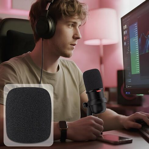 قطعتان من مرشح البوب ​​SOULWIT لـ HyperX SoloCast، غطاء حماية للميكروفون من إسفنج الزجاج الأمامي - أسود in Kuwait