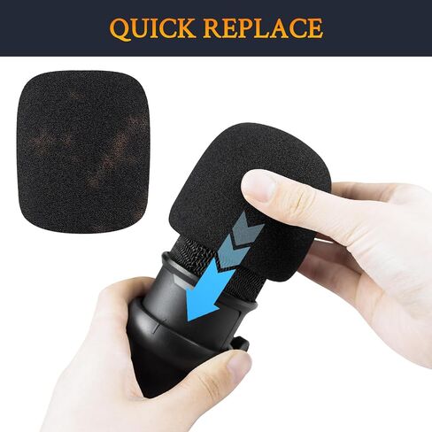 قطعتان من مرشح البوب ​​SOULWIT لـ HyperX SoloCast، غطاء حماية للميكروفون من إسفنج الزجاج الأمامي - أسود in Kuwait