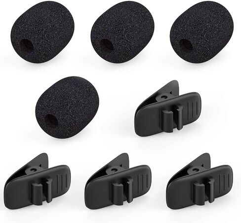 8 Packs Foam Microphone Windscreen & Mic Clip, Wireless Lavalier Mic Sponge, Mic Cover with Clip to Reduce Plosive and Better Highlight the Vocals, Washable and Windproof Wind Screen in Kuwait