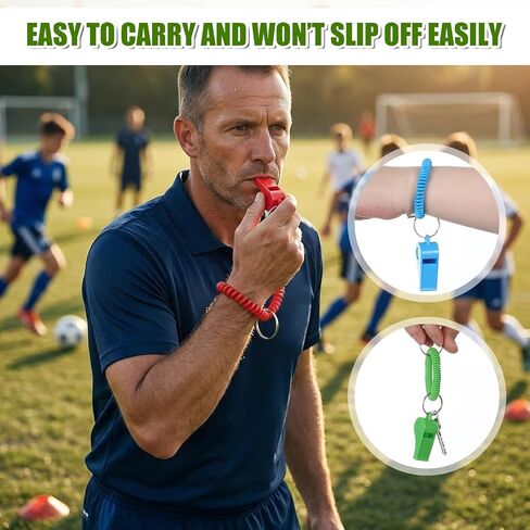 60 Pcs Sport Whistles Bulk, 6 Colors Plastic Loud Whistles with Bracelet Portable Colorful Whistle with Stretchable Coil Wrist and Keychain Ring for Coaches, Referees, Adults, Outdoor Sports in Kuwait