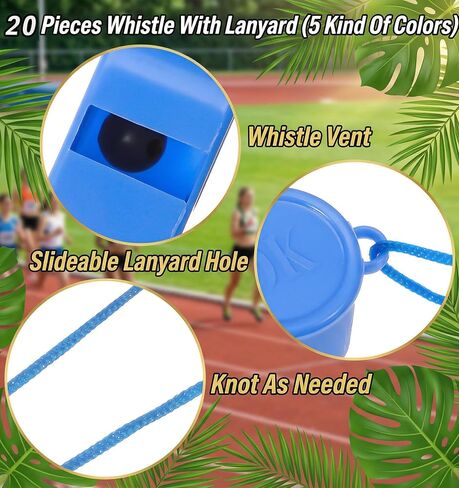 20 PCS Coach Whistle with Lanyard, Loud Whistles for Kids with Lanyard Suitable for Outdoor Activities, Coach Training & Sports (Red, Pink, Blue, Green, Yellow) in Kuwait