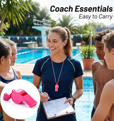 20 PCS Coach Whistle with Lanyard, Loud Whistles for Kids with Lanyard Suitable for Outdoor Activities, Coach Training & Sports (Red, Pink, Blue, Green, Yellow) in Kuwait