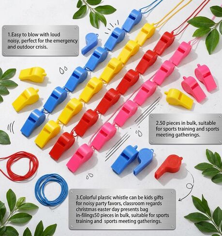 20 PCS Coach Whistle with Lanyard, Loud Whistles for Kids with Lanyard Suitable for Outdoor Activities, Coach Training & Sports (Red, Pink, Blue, Green, Yellow) in Kuwait