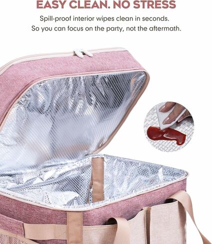 Crock Pot Carrying Bag for Slow Cooker 6-8 Quart Oval Crock-Pot, Double Layer Carrier Bag, Insulated Travel Tote with Removable Bottom Support Board, Top Zip Compartment and Front Pocket for Utensils in Kuwait