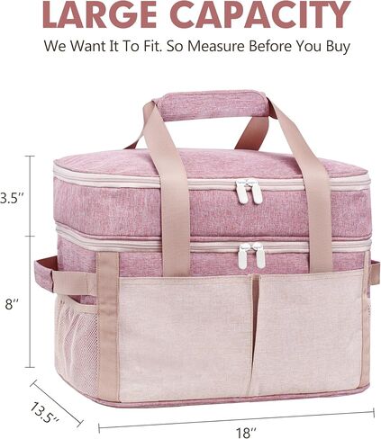Crock Pot Carrying Bag for Slow Cooker 6-8 Quart Oval Crock-Pot, Double Layer Carrier Bag, Insulated Travel Tote with Removable Bottom Support Board, Top Zip Compartment and Front Pocket for Utensils in Kuwait