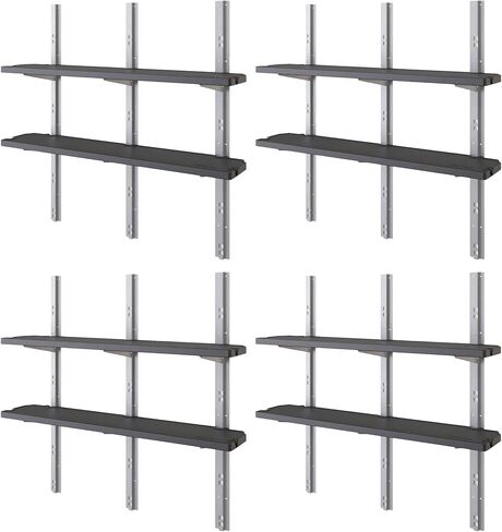 Suncast 2 Pack 25" x 7.25" Basket Accessory for Outdoor Shed Bundled with Vertical Shed 2 Shelf Kit, Space Saving Wall Mount Storage, Black in Kuwait